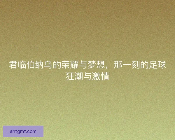 君临伯纳乌的荣耀与梦想，那一刻的足球狂潮与激情