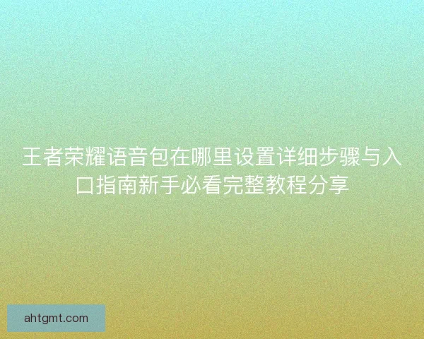 王者荣耀语音包在哪里设置详细步骤与入口指南新手必看完整教程分享